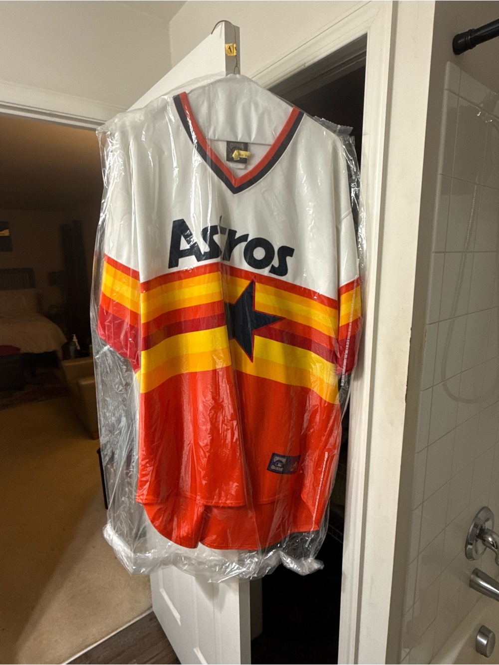Houston Vintage Cooperstown Collection Men’s Jersey - White Orange Red size 4xl